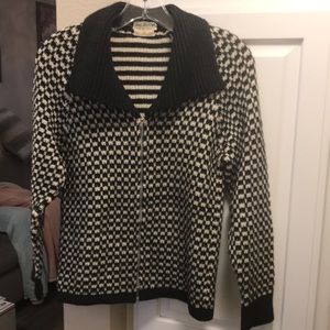 Vintage 100% wool made in Italy charcoal grey and cream zip up sweater